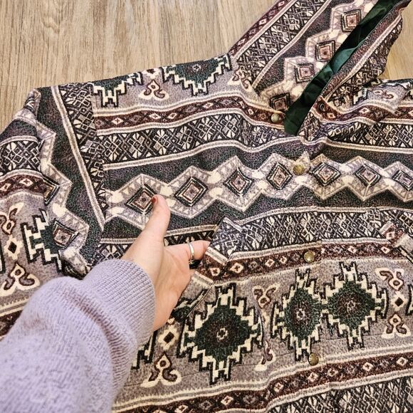 Vtg Casual Club Aztec Southwestern Jacket Mens L Reversible Windbreaker Fleece - Picture 4 of 10